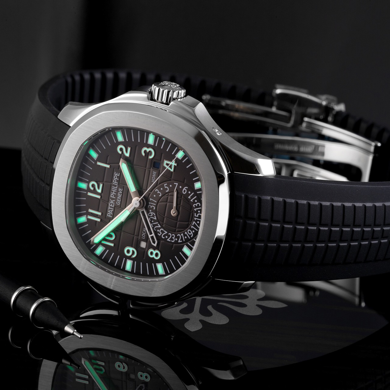 Patek Philippe Aquanaut Dual Time Black Dial Automatic Men's Watch 5164A-001