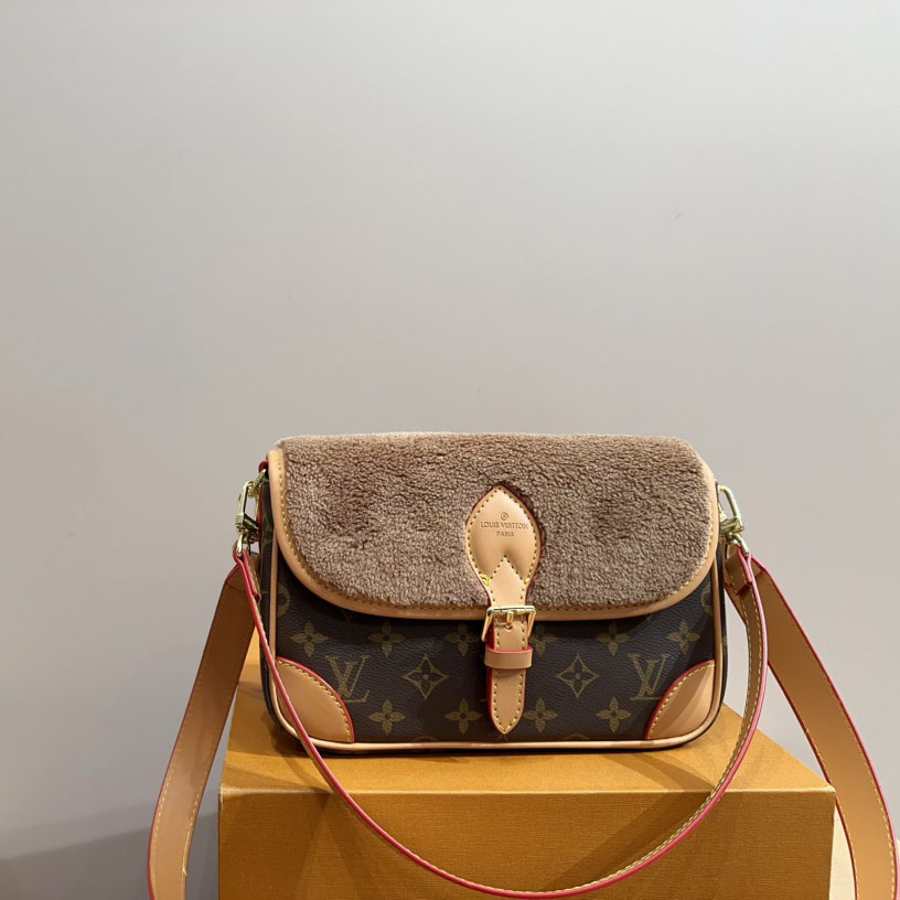 Canvas Shearling Cozygram Diane Shoulder Bag