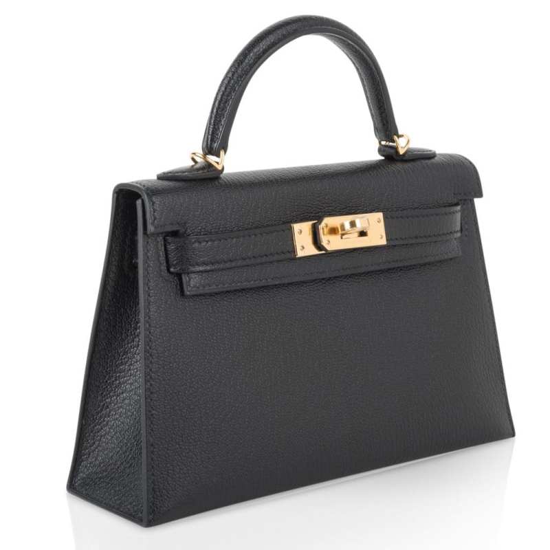 Kelly 20 Mini Kelly II Sellier Bag Black Chevre Gold Hardware Limited Edition