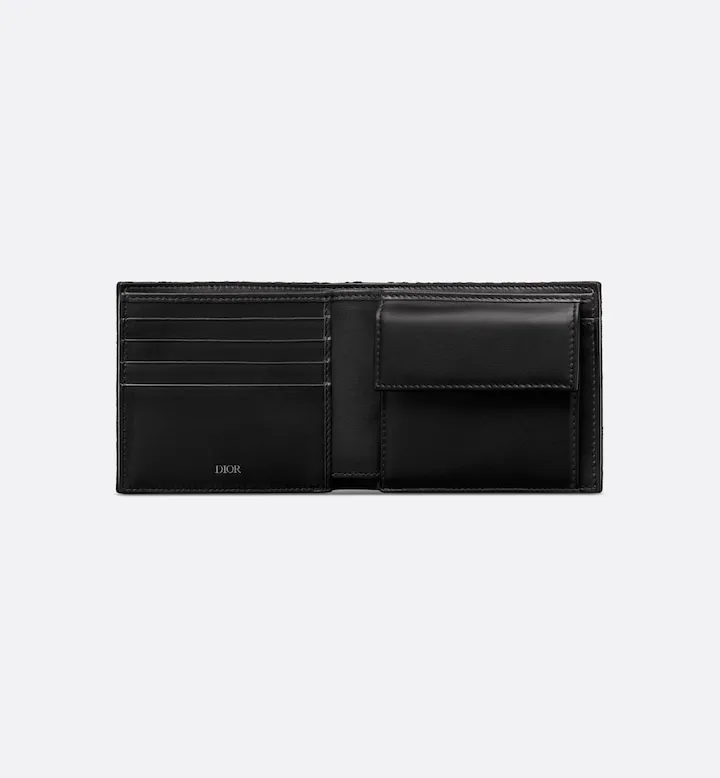 Compact Wallet Black Oblique Jacquard