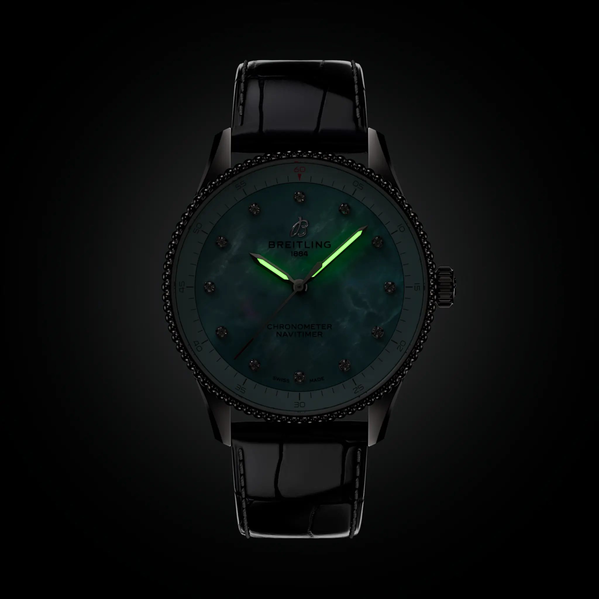 Breitling Navitimer 32mm Ladies Watch Blue Mother Of Pearl Alligator A77320171C1P1