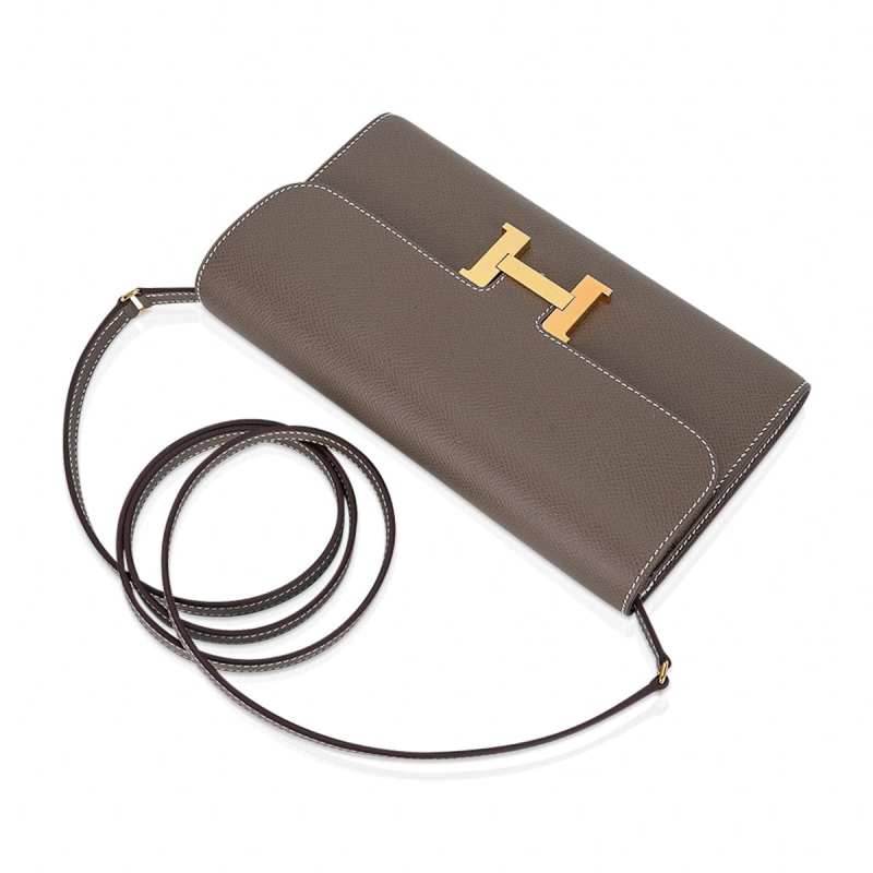Constance Long To Go Wallet Etoupe Epsom with Gold Hardware