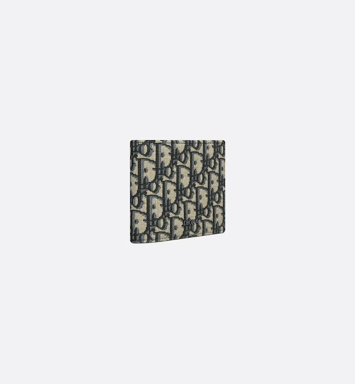 Compact Wallet Beige and Black Oblique Jacquard