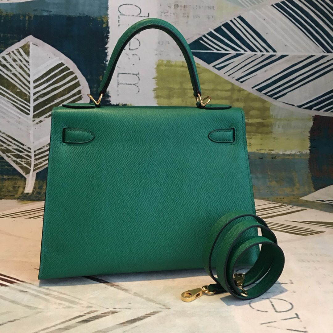 Hermes Kelly 28 Vert Jade Green Bag For Women, Women’s Handbags, Shoulder Bags 11in/28cm