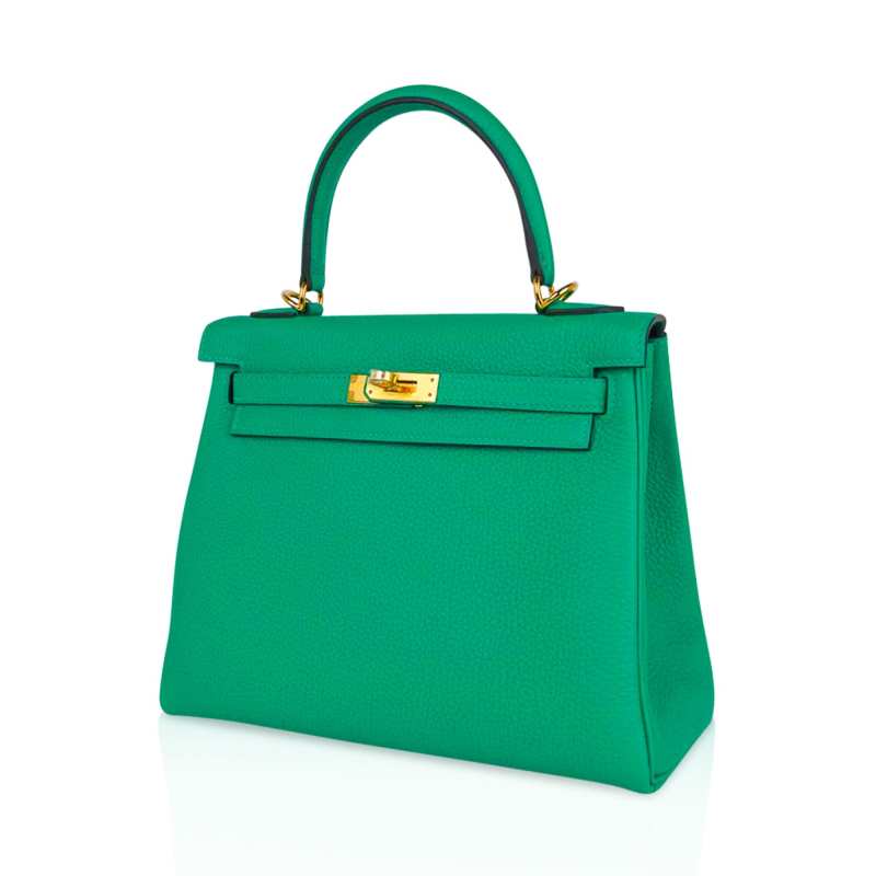 Kelly Retourne 25 Bag Menthe Togo Gold Hardware New w/Box