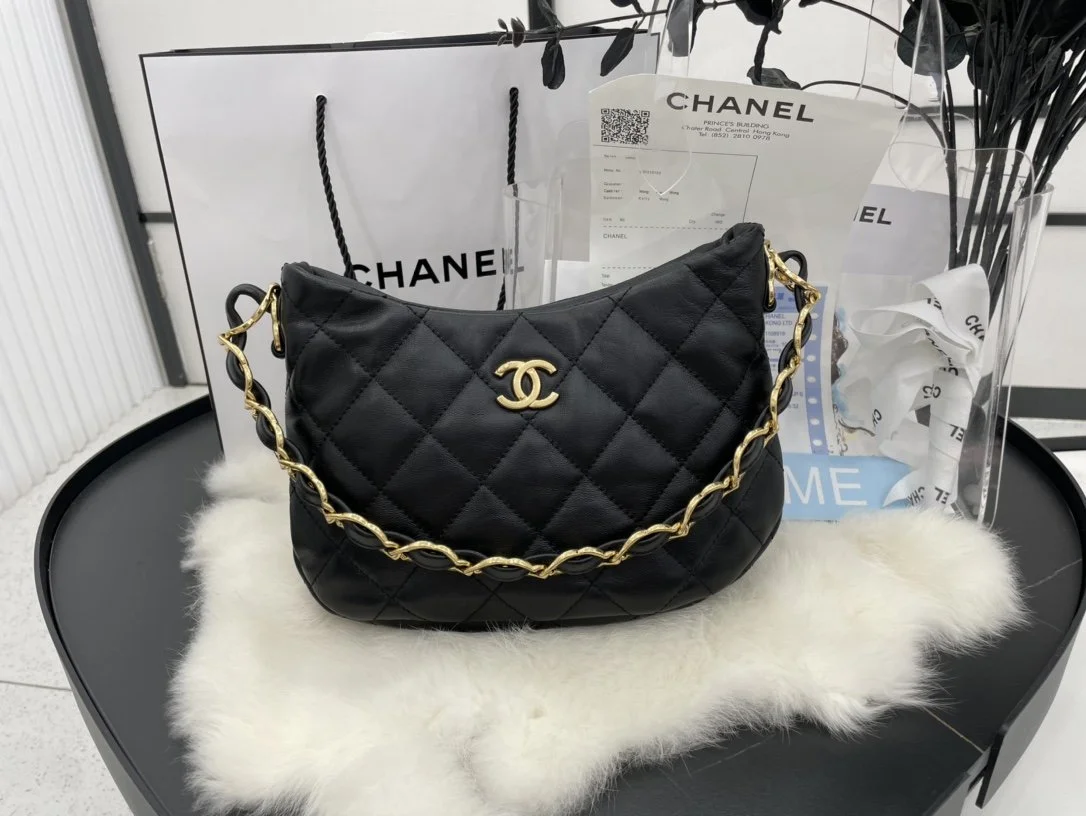 Chanel Hobo Handbag Black For Women, Women’s Bags 9.4in/24cm AS3562 B09178 94305