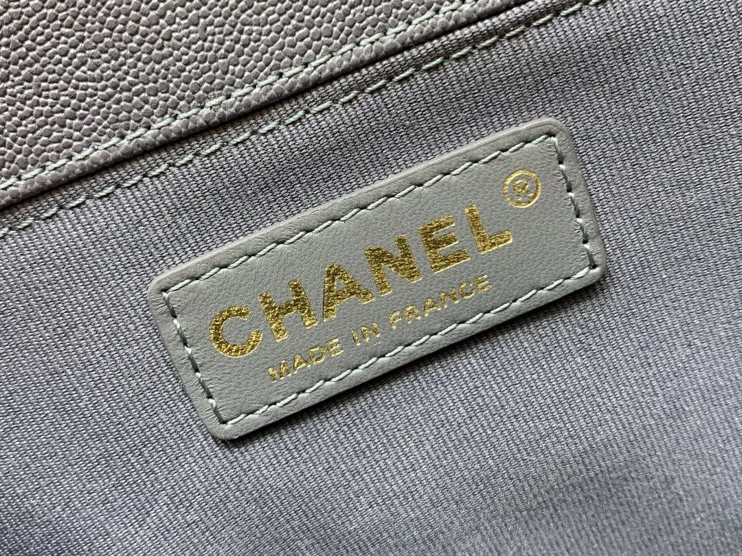 Chanel Boy Handbag Dark Grey Gold Toned Hardware For Women 9.8in/25cm