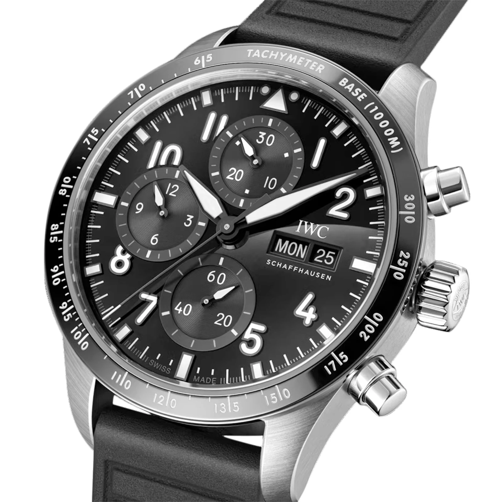 IWC Pilot Performance Chronograph 41mm AMG Mens Watch Black Rubber IW388305