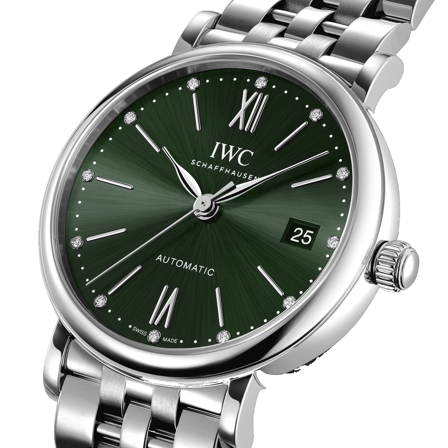 IWC  Portofino Automatic 37mm Green Diamond Dial Steel Women's Watch IW458602