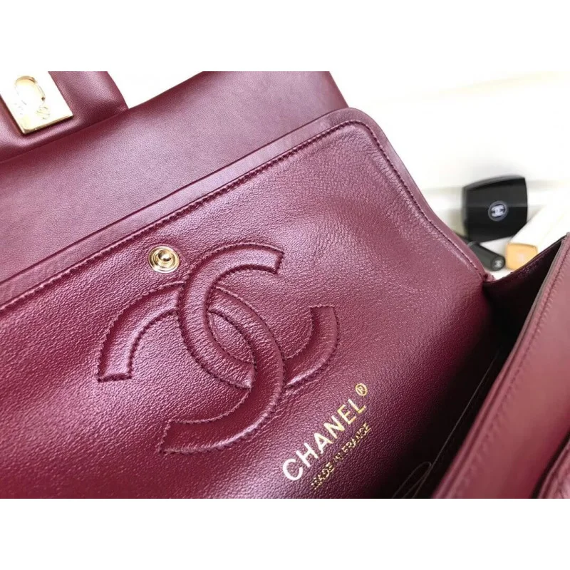 Chanel 1112 Burgundy Medium Size 2.55 Lambskin Leather Flap Bag