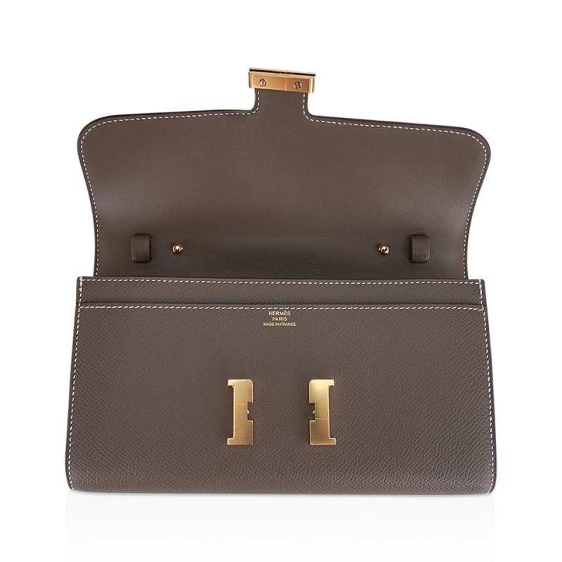 Constance Long To Go Wallet Etoupe Epsom with Gold Hardware