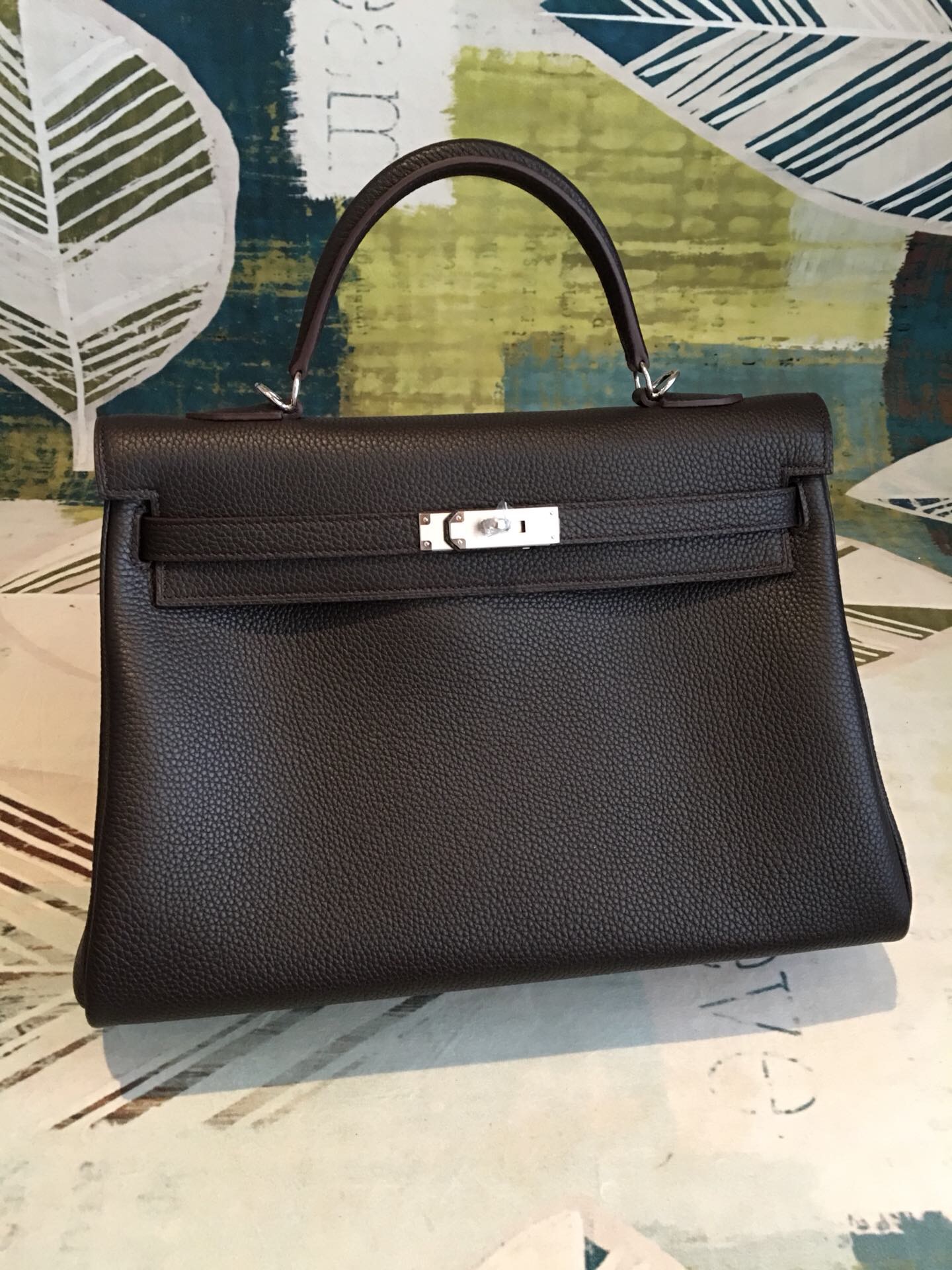 Hermes Kelly Retourne 35 Black Togo Palladium Hardware For Women 13.7in/35cm