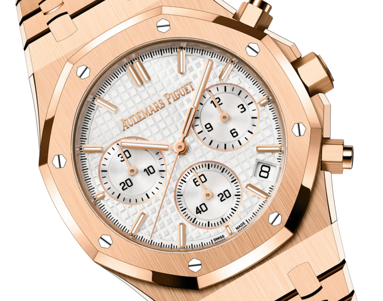 Audemars Piguet ROYAL OAK Pink Gold Silver-Toned Dial CHRONOGRAPH 41mm