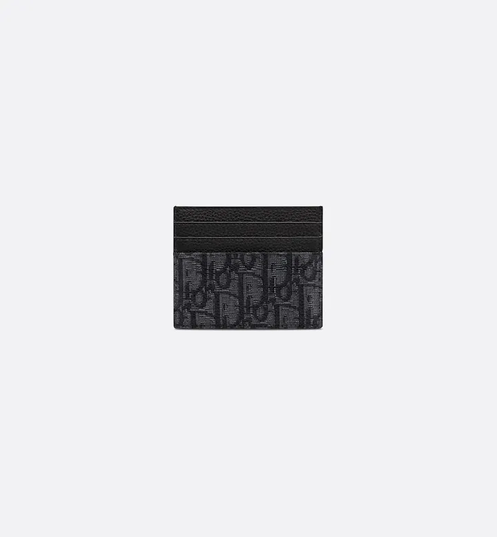 Card Holder Black Oblique Jacquard and Black Grained Calfskin