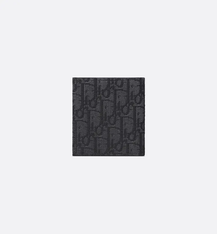 Vertical Bifold Wallet Black Oblique Jacquard