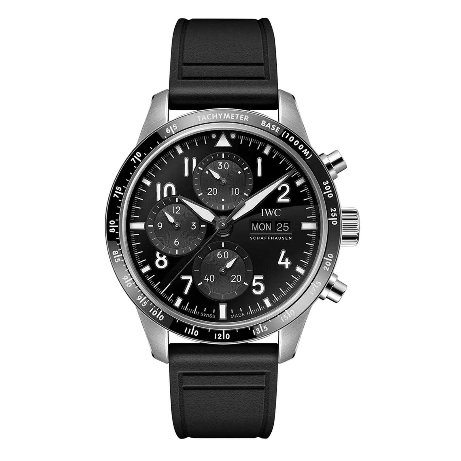 IWC Pilot Performance Chronograph 41mm AMG Mens Watch Black Rubber IW388305