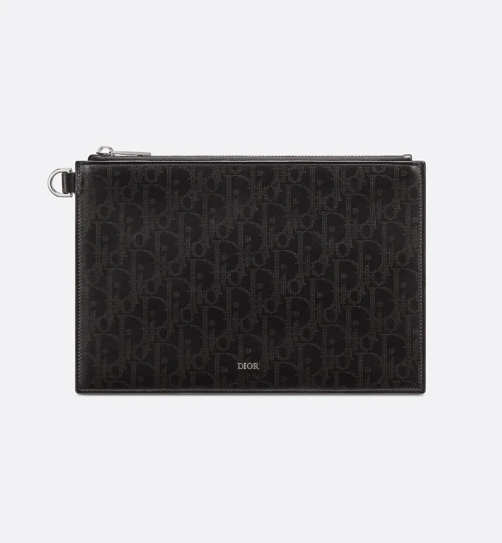 A5 Pouch Black Oblique Galaxy Leather