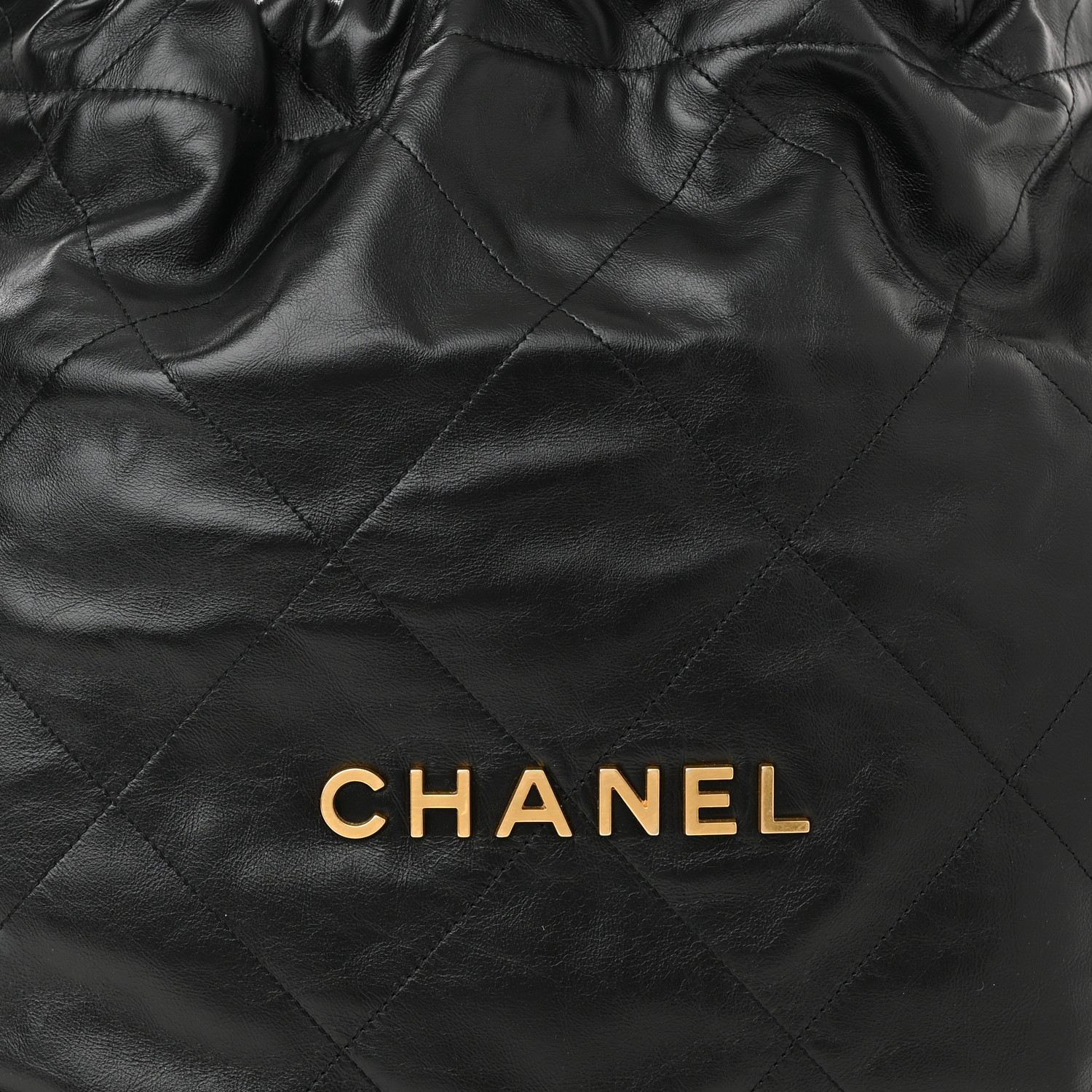 Shiny Calfskin Quilted Small Chanel 22 Black