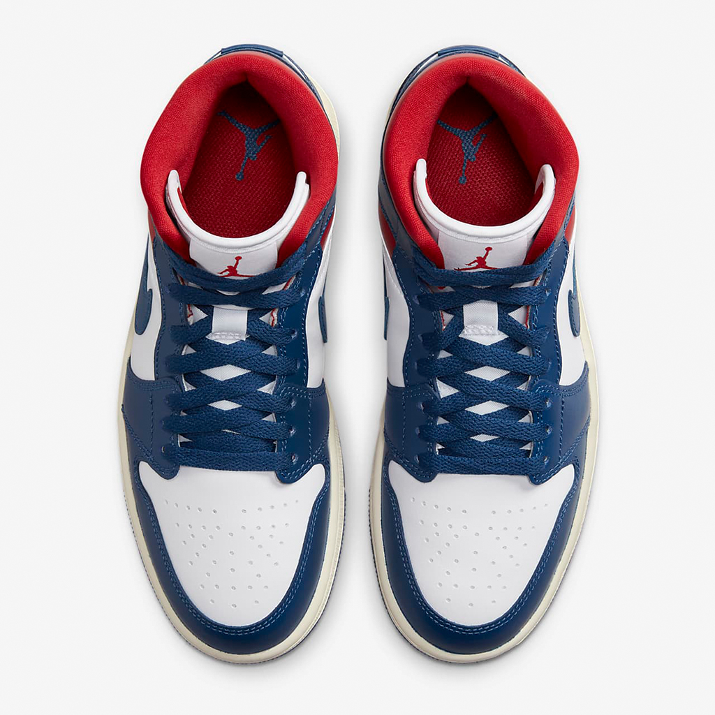 Air Jordan 1 Mid White/Gym Red/Sail/French Blue