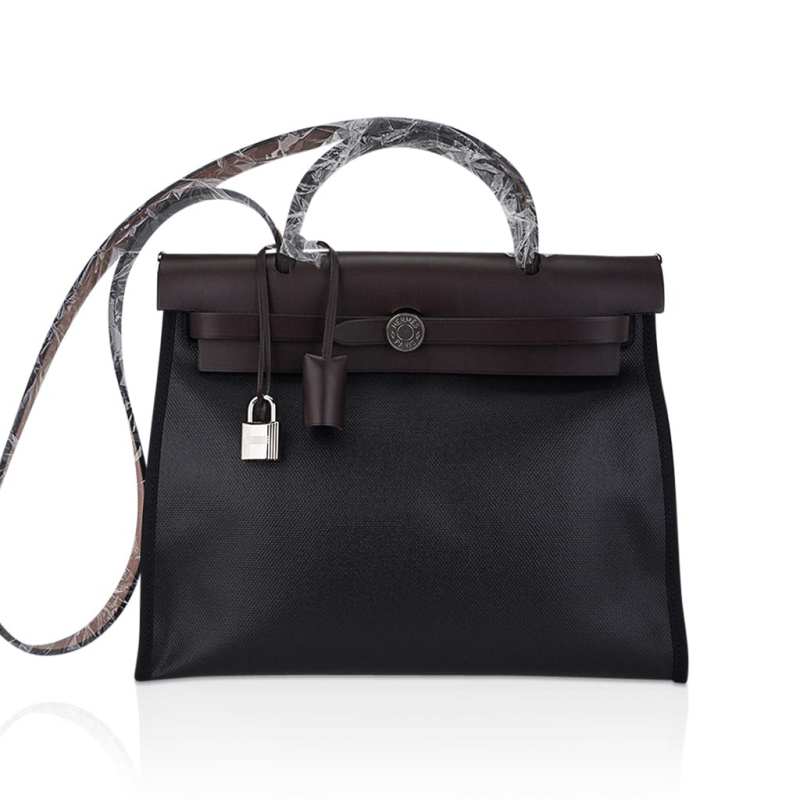 Herbag Zip 31 Bag Retourne Black Berline & Rouge Sellier Leather with Palladium Hardware
