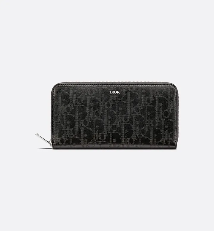 Zipped Long Wallet  Black Oblique Galaxy Leather