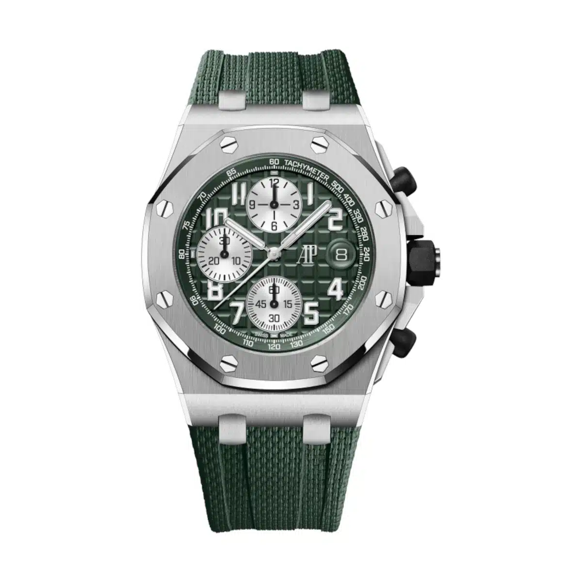 Audemars Piguet Royal Oak Offshore Green Dial Green Rubber Strap 42mm 26238TI.OO.A056CA.01