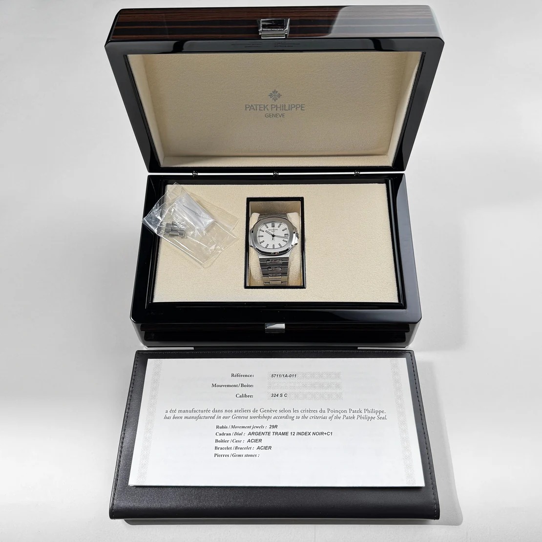 Patek Philippe Nautilus Silvery White Dial Stainless Steel Mens Watch 5711-1A-011