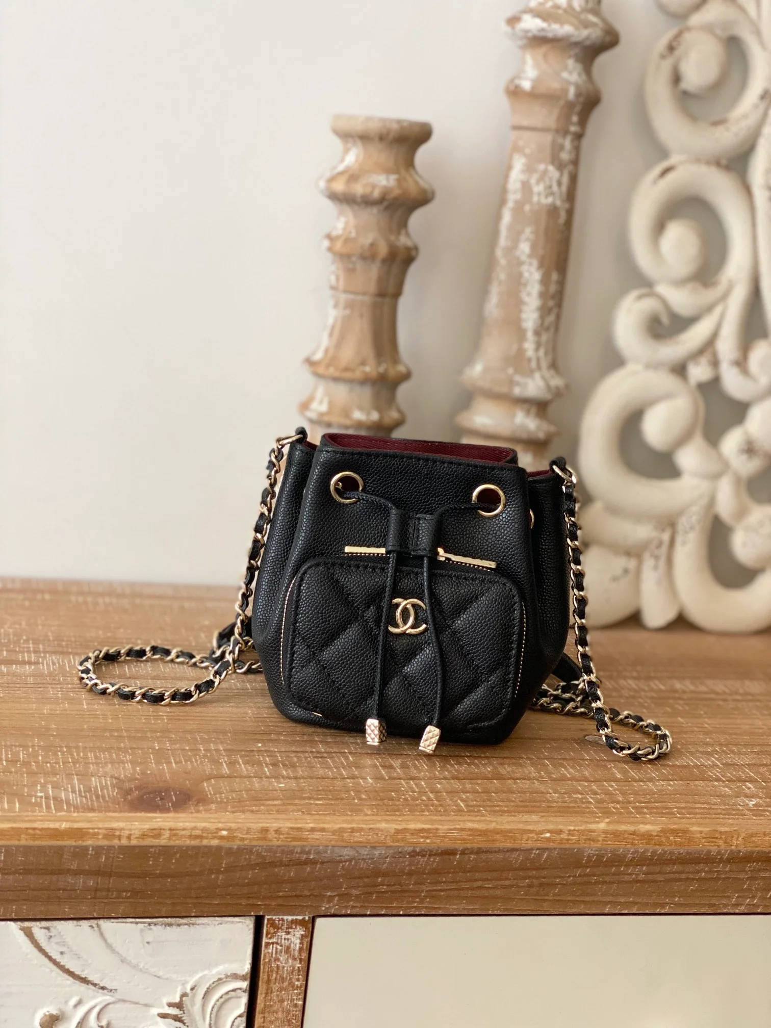 Chanel Mini Bucket Bag With Strap Black For Women, Women’s Bags 4.9in/12.5cm