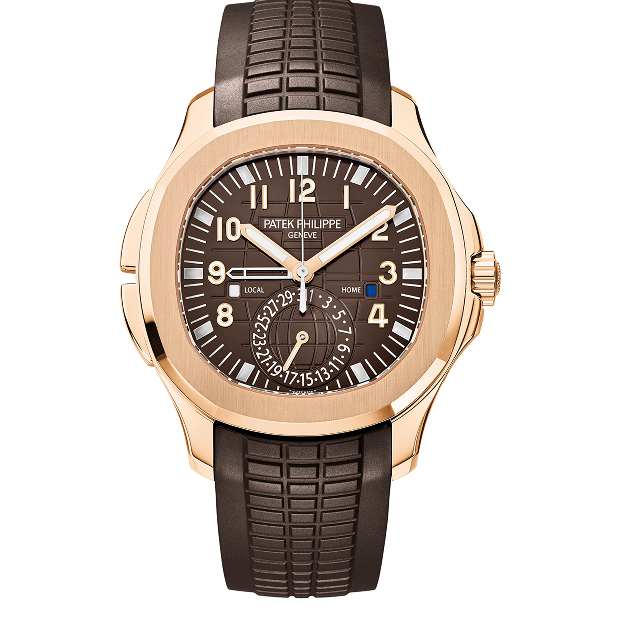 Patek Philippe Aquanaut Brown Embossed Arabic Dial Rose Gold Composite Men's Watch 5164R-001