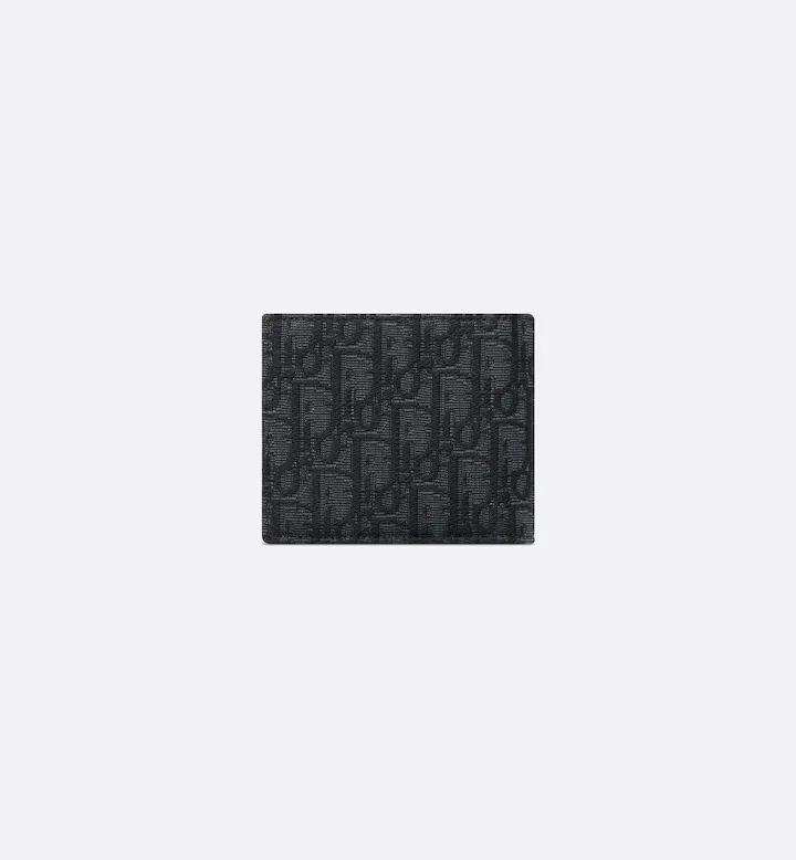 Compact Wallet Black Oblique Jacquard