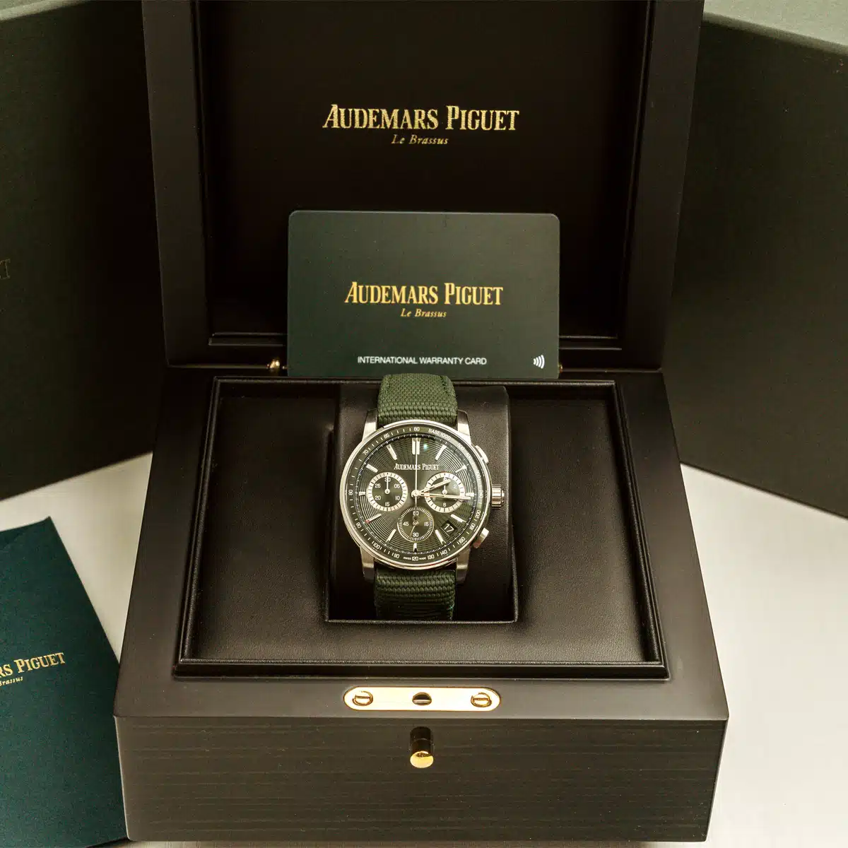 Audemars Piguet Code 11.59 Green Dial Green Rubber Strap Watch 41mm 26393ST.OO.A056KB.01
