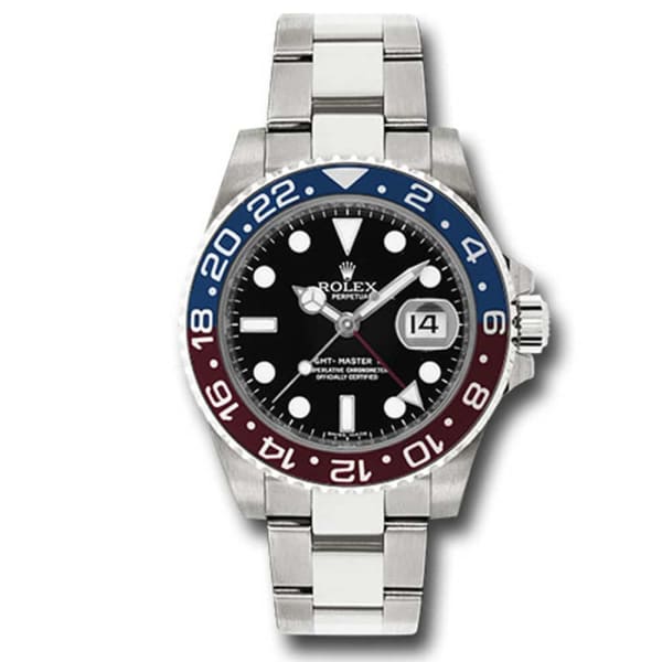 Rolex GMT Master II Pepsi Black Dial 18k White Gold Mens Watch 116719BLRO