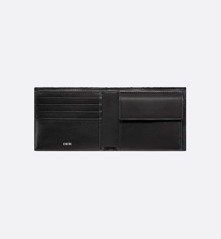 Compact Wallet Black Oblique Jacquard