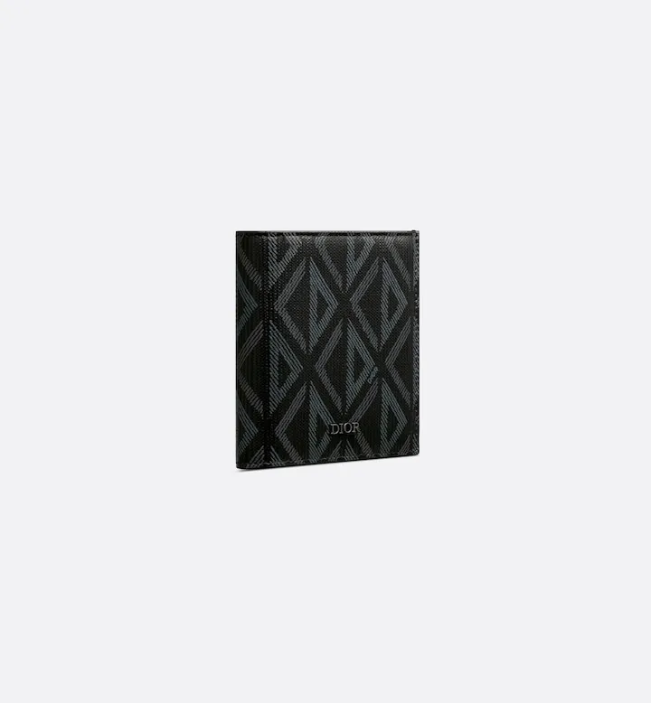 Vertical Bifold Wallet  Black CD Diamond Canvas