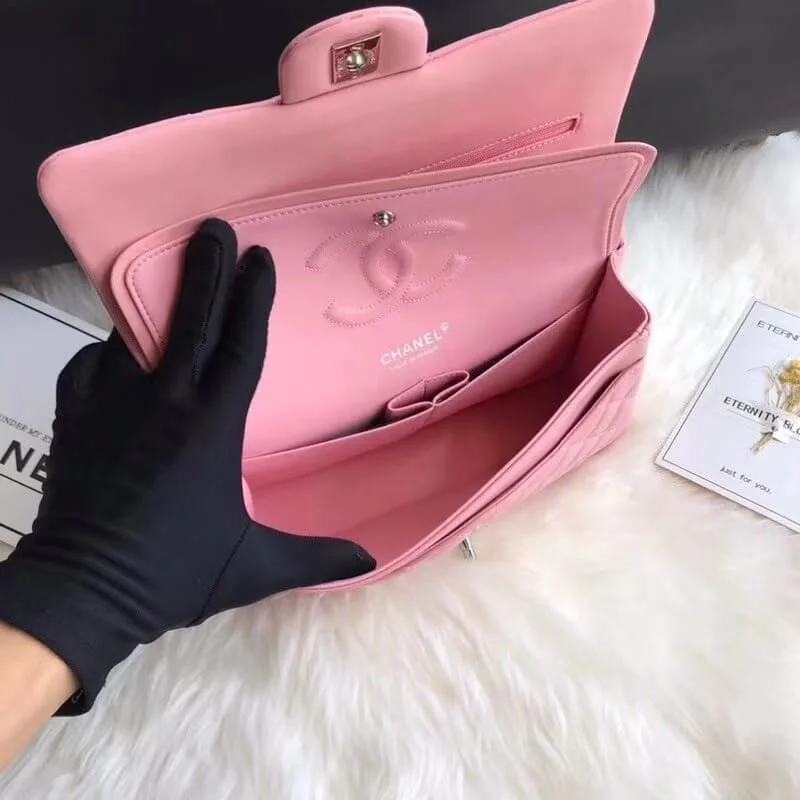 Chanel 1112 Pink Medium Size 2.55 Lambskin Leather Flap Bag