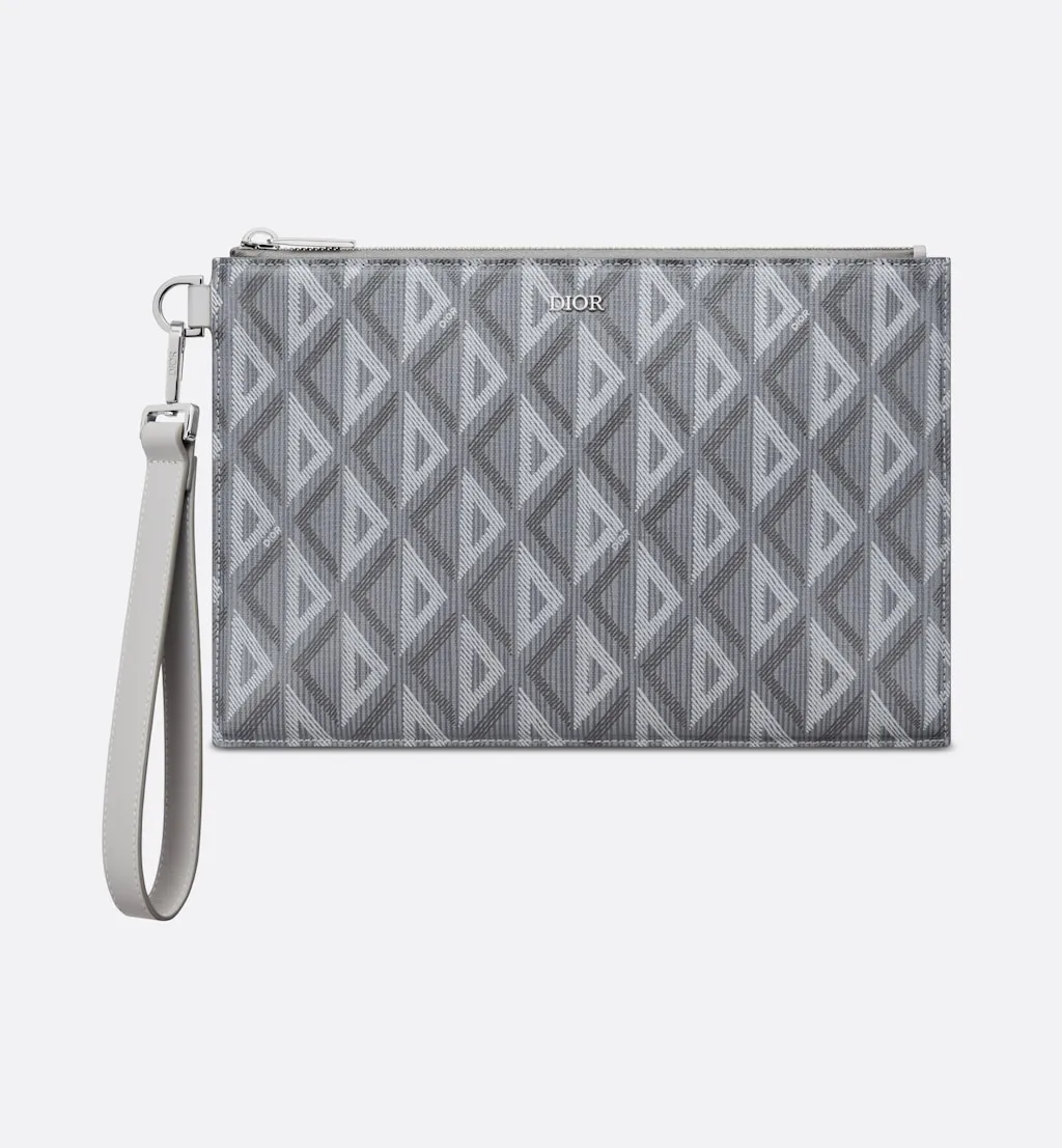 A5 Pouch Gray Diamond Canvas