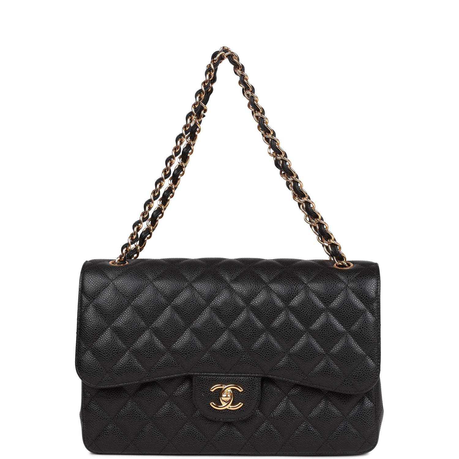 Jumbo Classic Double Flap Bag Black Caviar Gold Hardware
