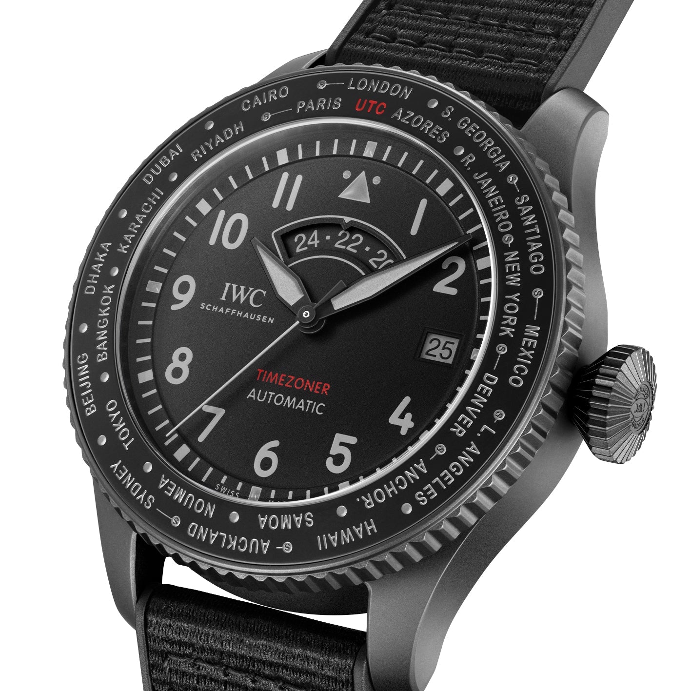 IWC Pilot's Timezoner Top Gun Ceratanium 46mm Mens Watch Black IW395505