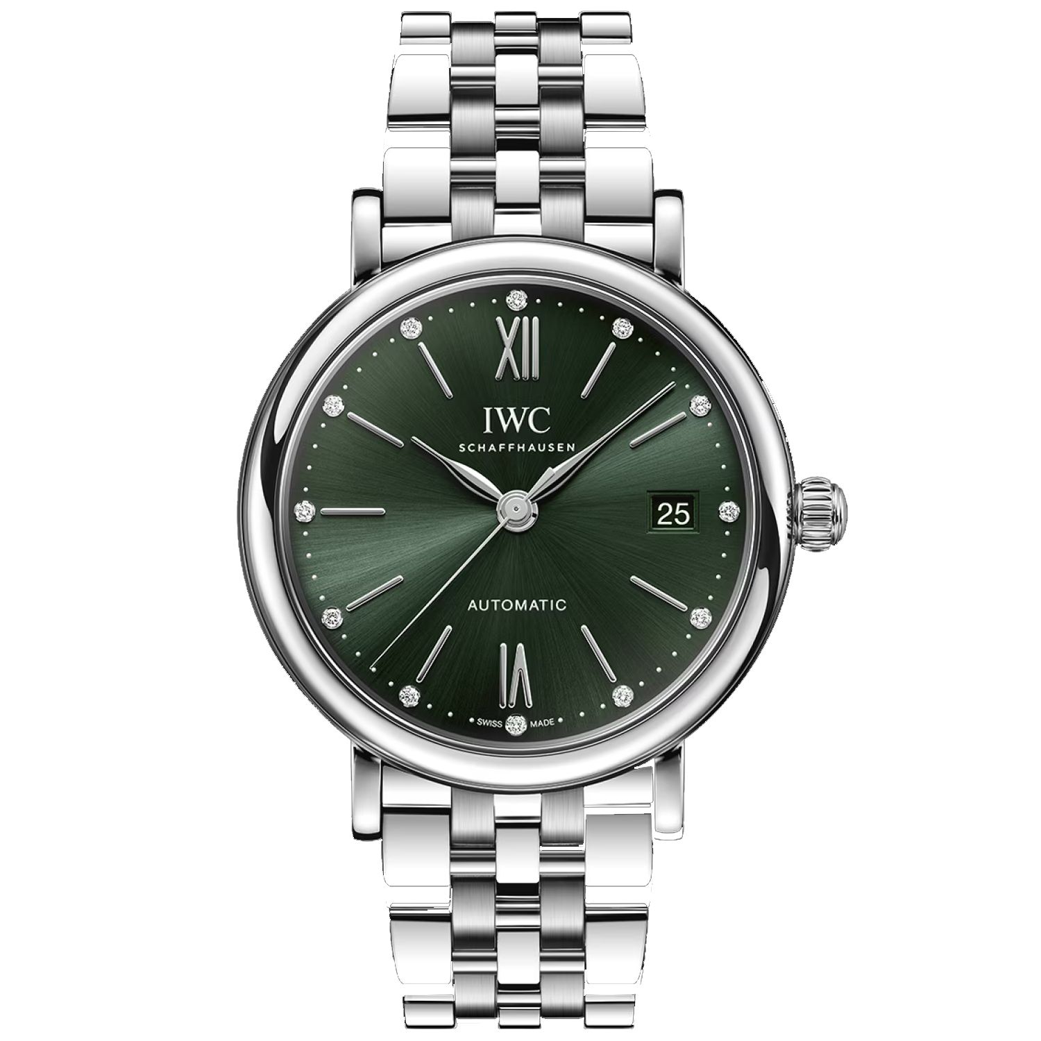 IWC  Portofino Automatic 37mm Green Diamond Dial Steel Women's Watch IW458602