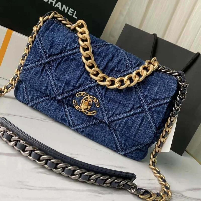 Chanel 19 Large Flap Bag As1161 Denim