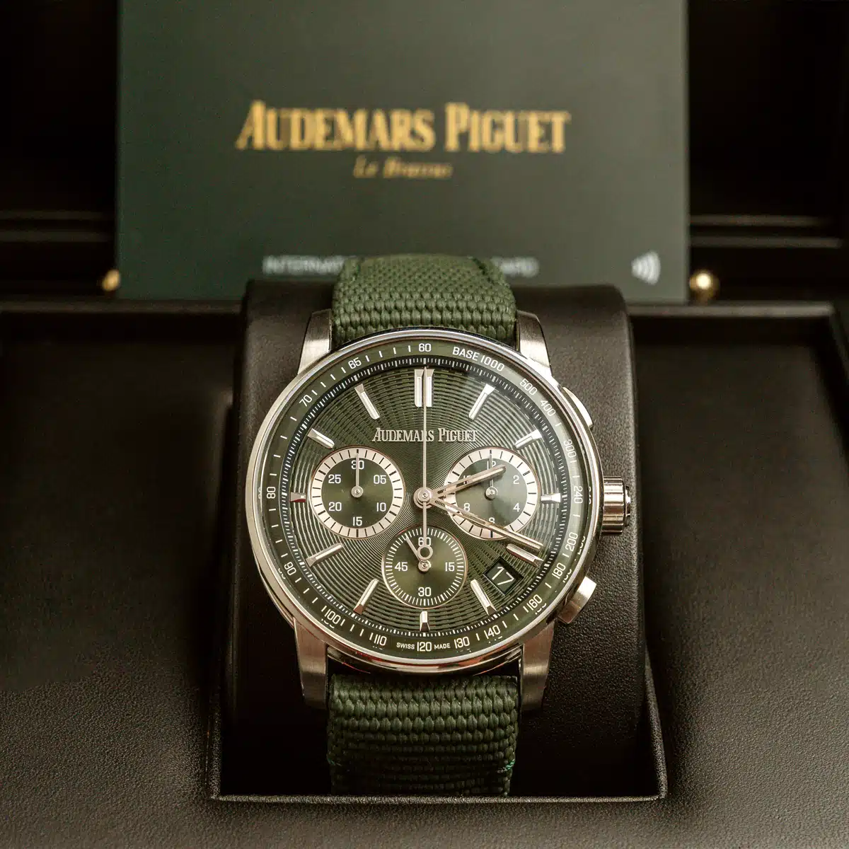 Audemars Piguet Code 11.59 Green Dial Green Rubber Strap Watch 41mm 26393ST.OO.A056KB.01