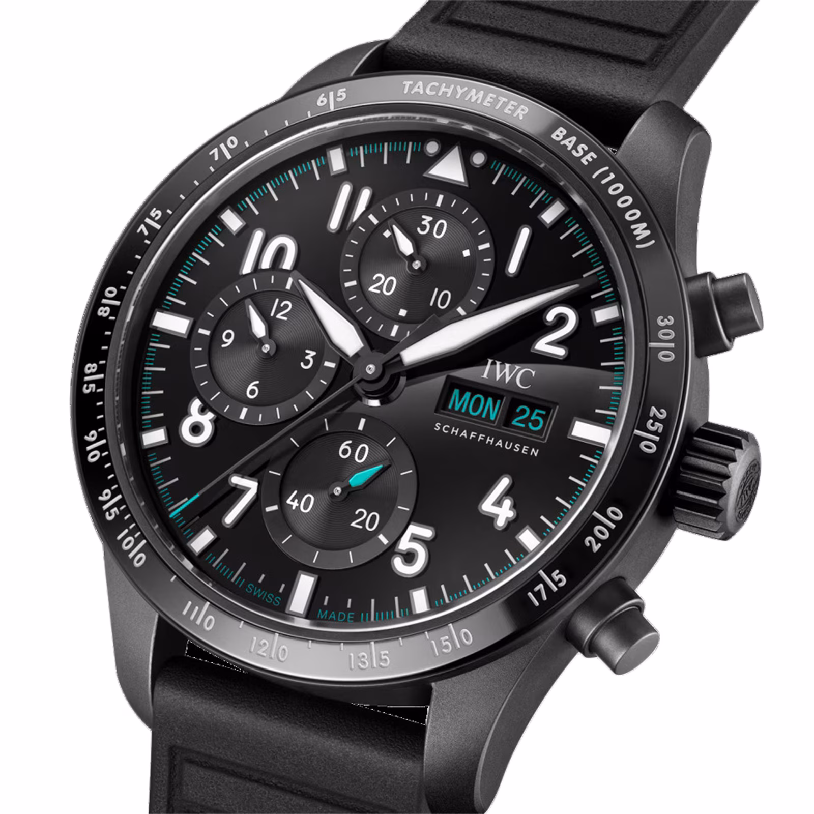 IWC Pilot Performance Chronograph 41mm Mercedes AMG Petronas Formula OneTM Team Mens Watch Black Rubber IW388306