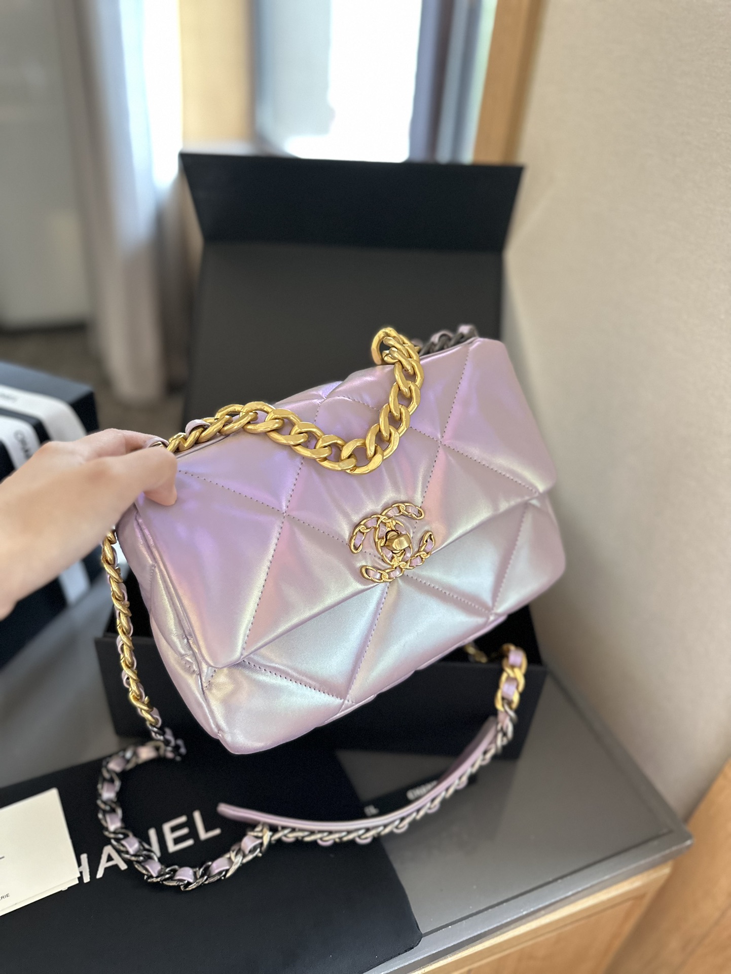 CLASSIC FLAP Small Medium Bag Silver Gold Reverse Hardw