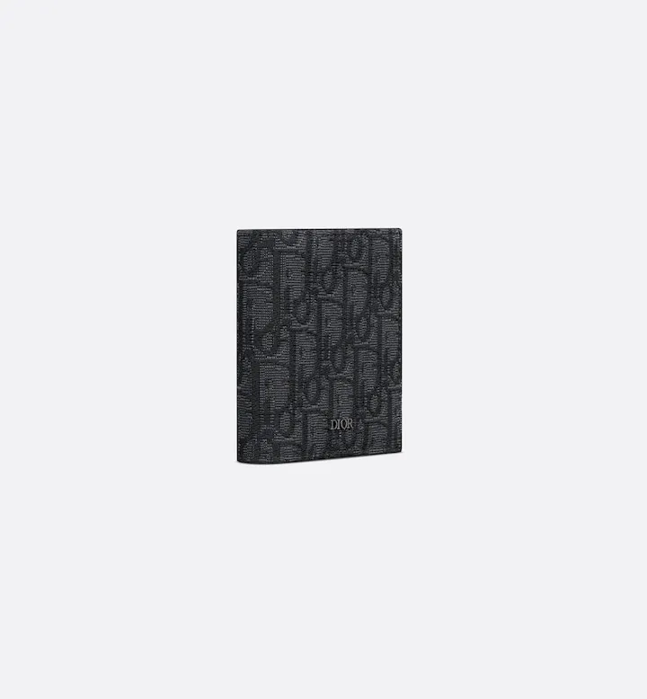 Vertical Bifold Wallet Black Oblique Jacquard