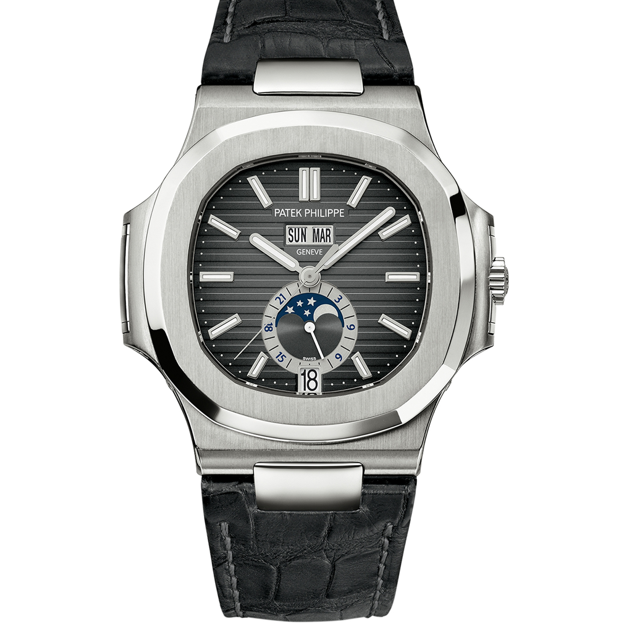Patek Philippe Nautilus, 40.5mm, Stainless Steel, Black Dial, 5726A-001
