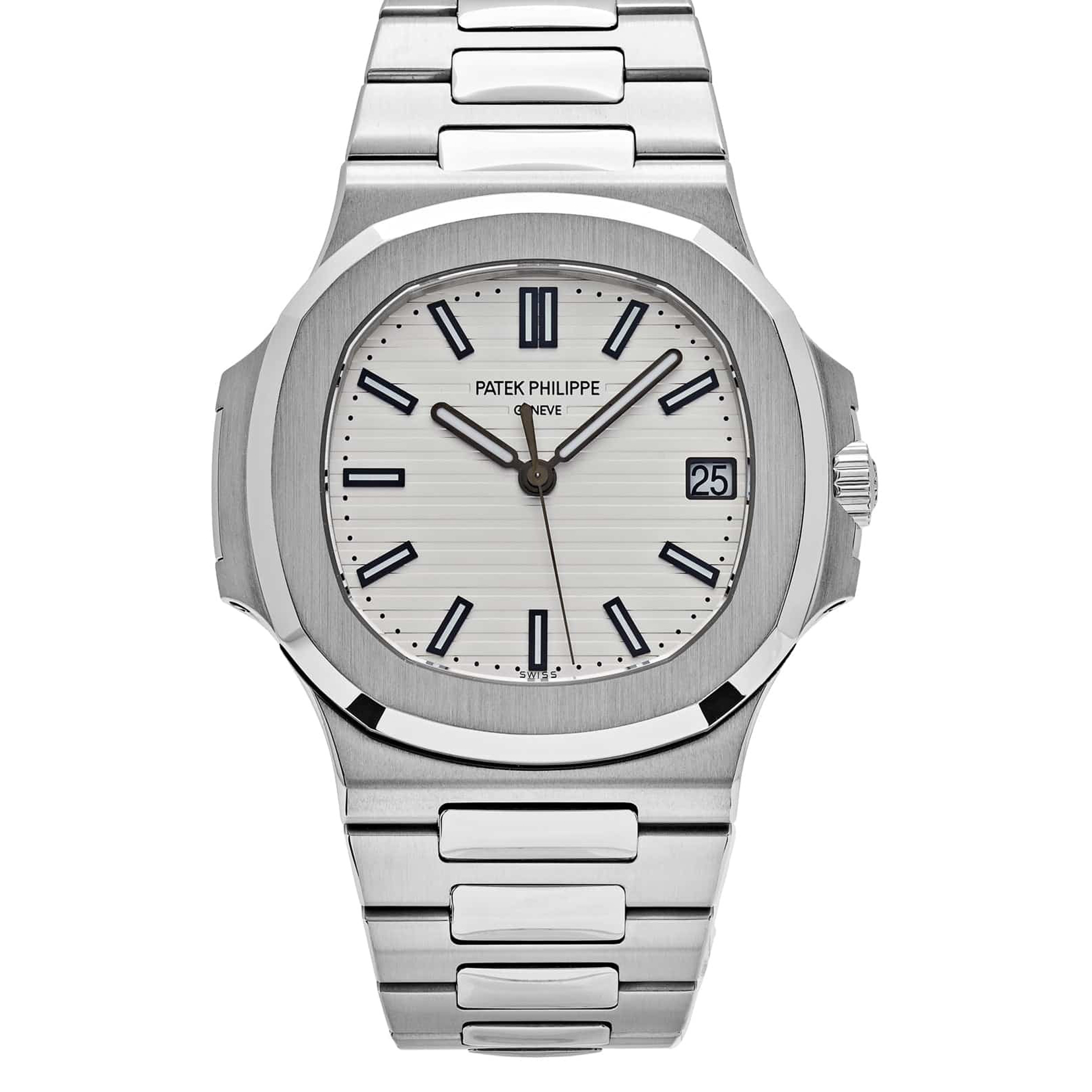 Patek Philippe Nautilus Silvery White Dial Stainless Steel Mens Watch 5711-1A-011