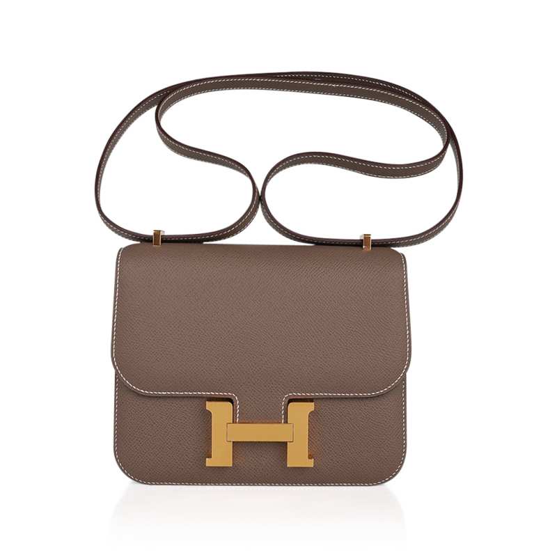 Constance Mini 18 Bag Etoupe Gold Hardware Epsom Leather