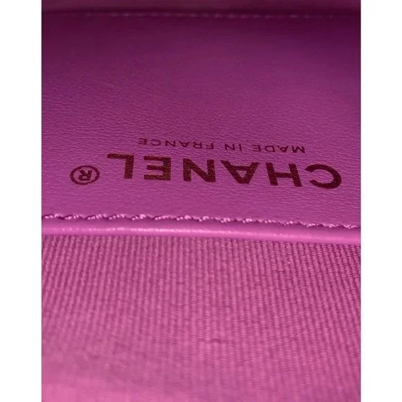 Chanel Heart Zipped Arm Coin Purse 22S Purple/Black Ap2786