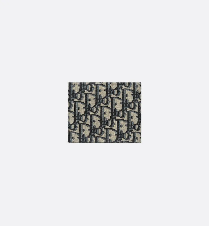 Compact Wallet Beige and Black Oblique Jacquard