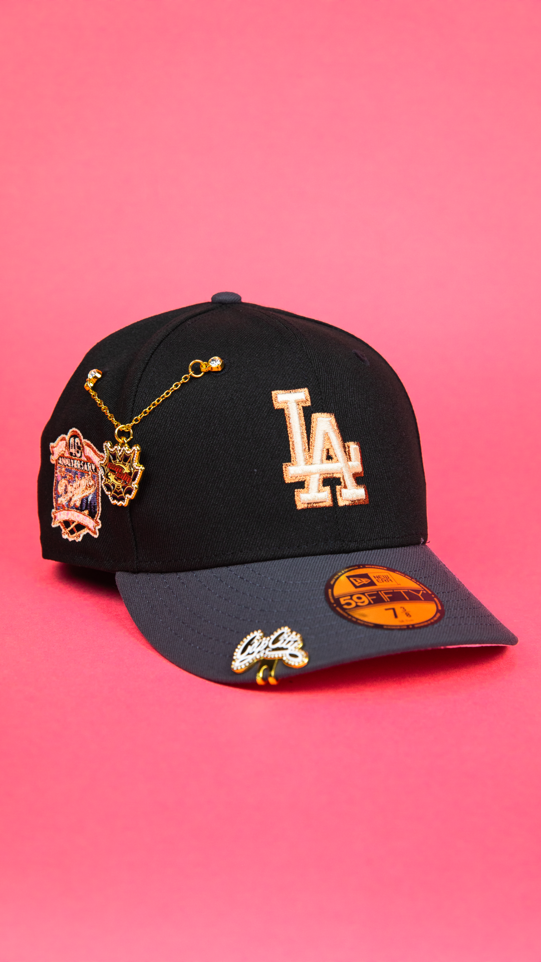 NEW ERA EXCLUSIVE 9FIFTY BLACK/ GREY LOS ANGELES DODGERS W/ 40TH ANNIVERSARY SIDE PATCH